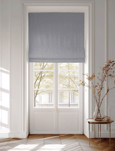 Smoke grey cotton roman blind, made to measure in UK