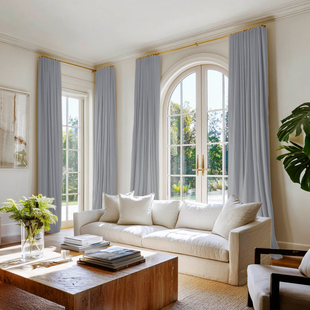 Bespoke grey cotton curtains, Smoke grey