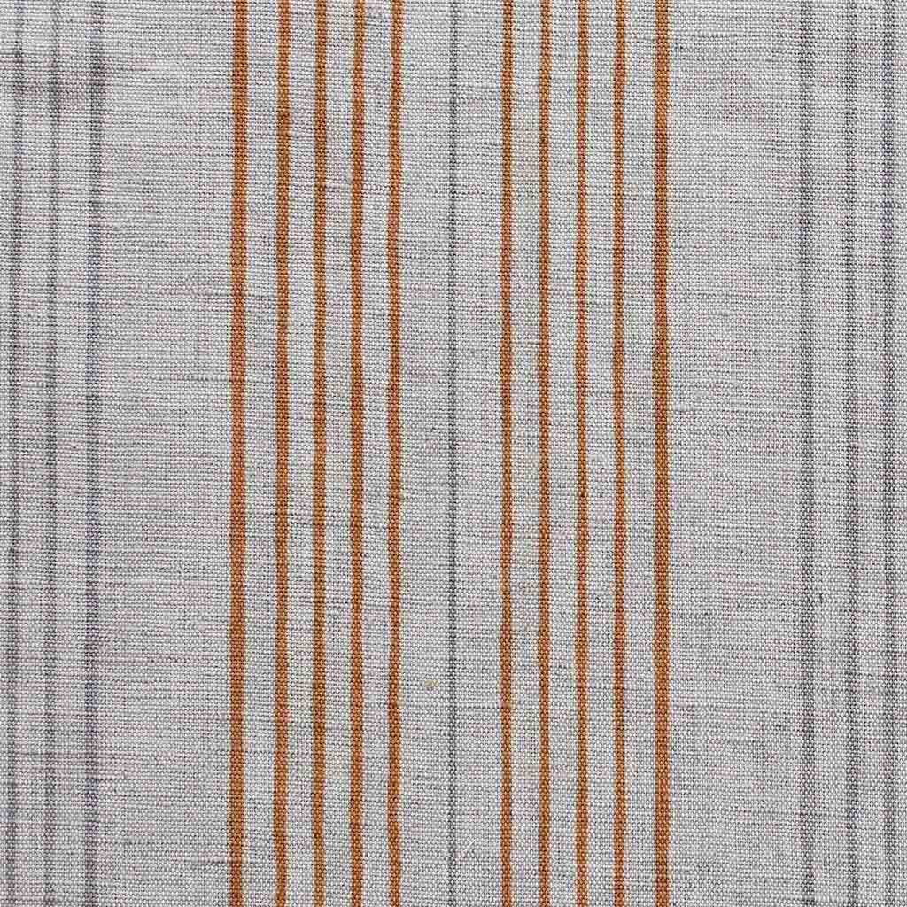 Else-Tangerine - Linen Cotton mix curtain fabric, Orange & Grey stripes