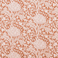 Katarina Terracotta - White linen fabric with Orange floral print