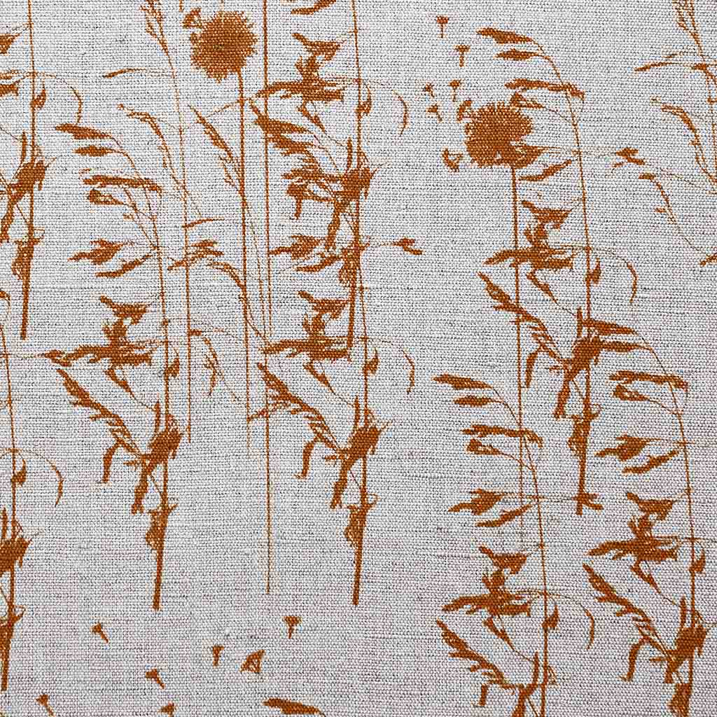 Breeze Terracotta - Curtain fabric with Orange botanical pattern