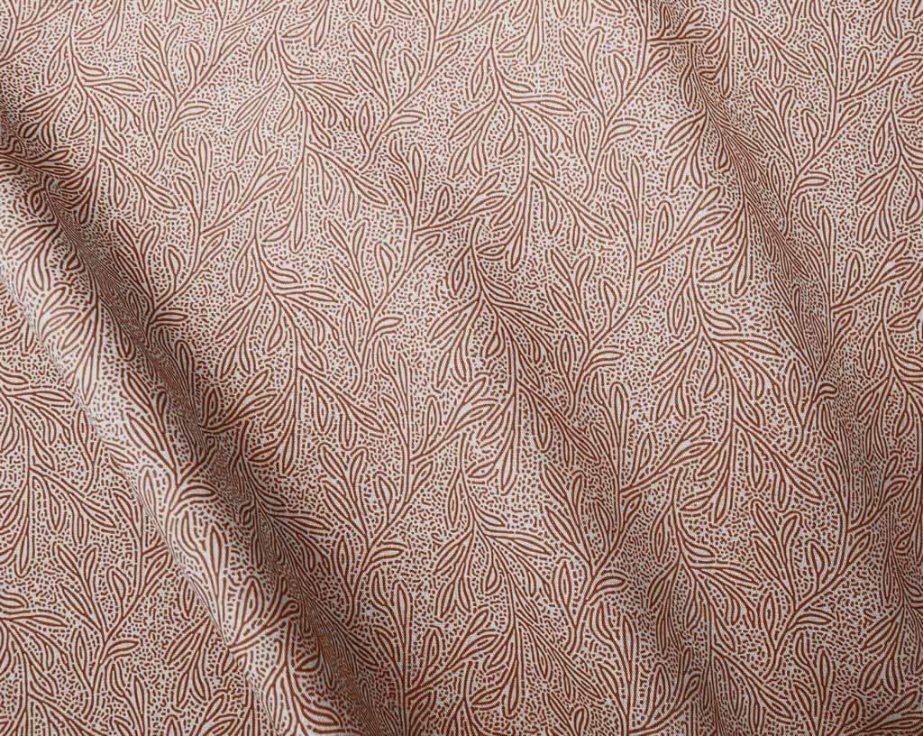 Alma Terracotta - Curtain fabric with Orange botanical print
