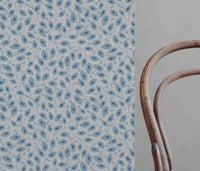 Goldie True Blue - Natural curtain fabric with Light Blue botanical print