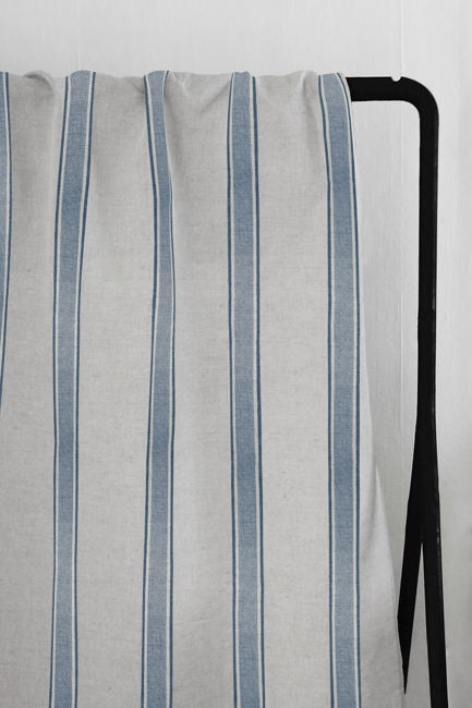 Bella True Blue - Curtain fabric with Blue stripes