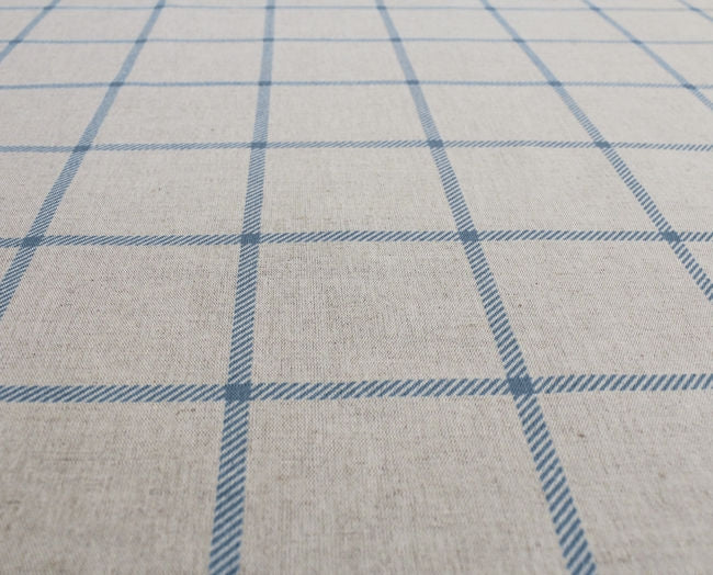 Tove True Blue - Checked fabric with Blue checks for curtains, roman blinds