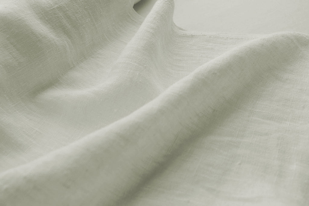 Bianco White - White 100% Linen Fabric Prewashed - close up photo
