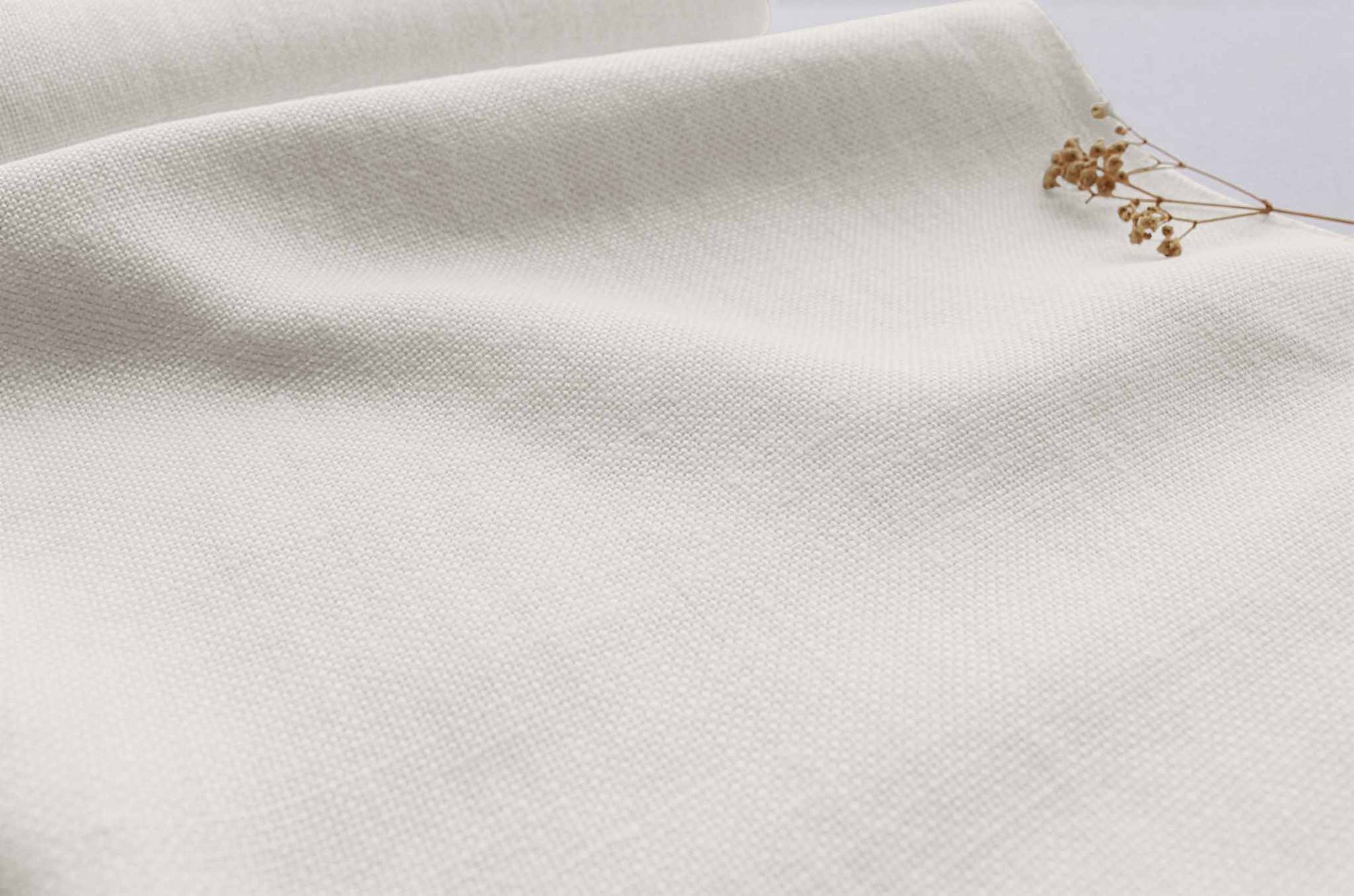 White Heavy Linen for curtains and upholstery - 100% linen fabric. Greta White.