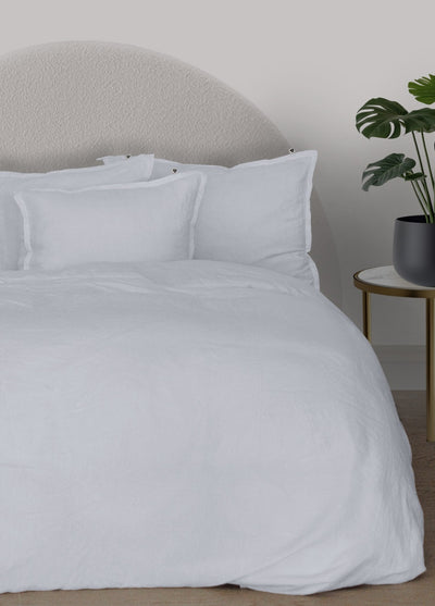 Linen Duvet Cover Single, Pure White