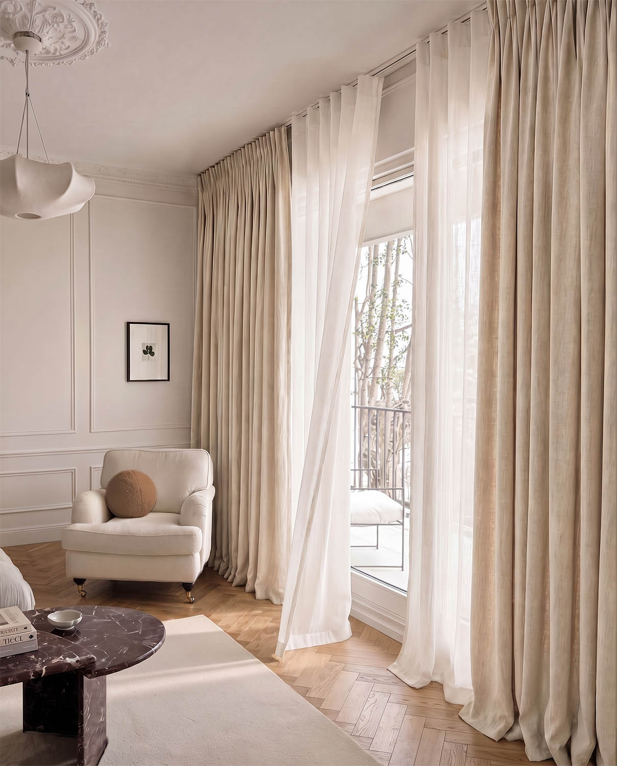 Sheer Voile Linen Curtains -With Curtains - Living Room
