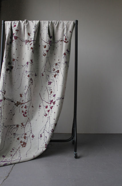 Berry Wine - Natural fabric with Wine Red print