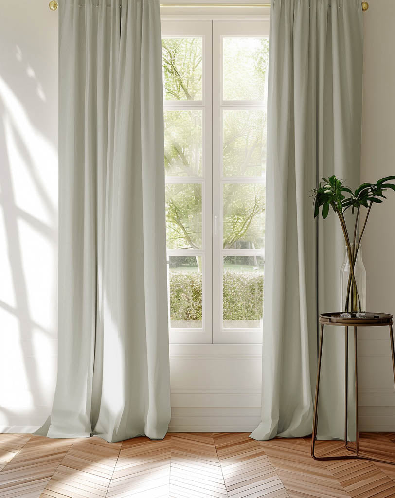 Pair of light grey cotton curtains
