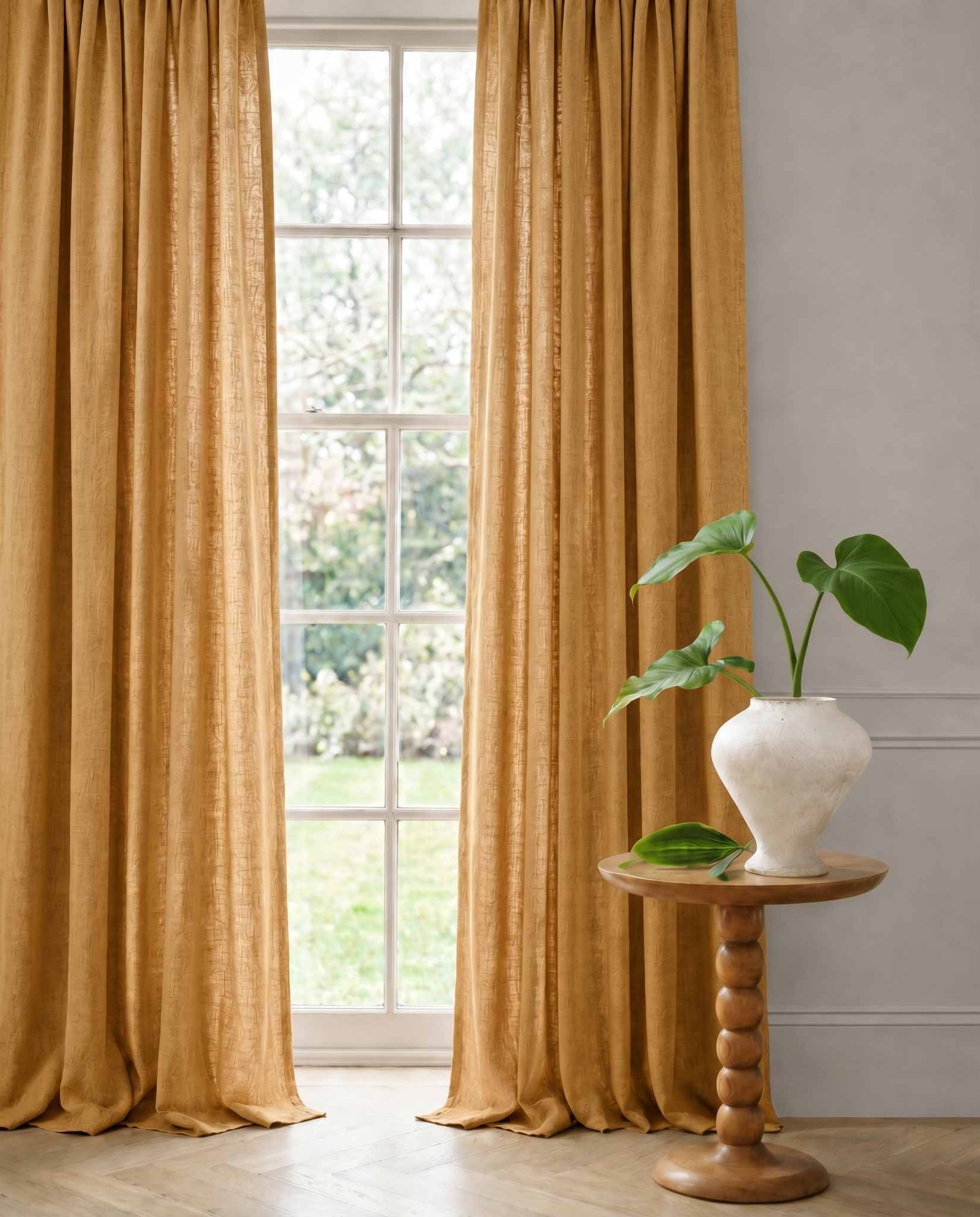 Yellow Linen Curtains with cotton lining. Made of soft Linen Cotton. Enni Mustard by Ada & Ina
