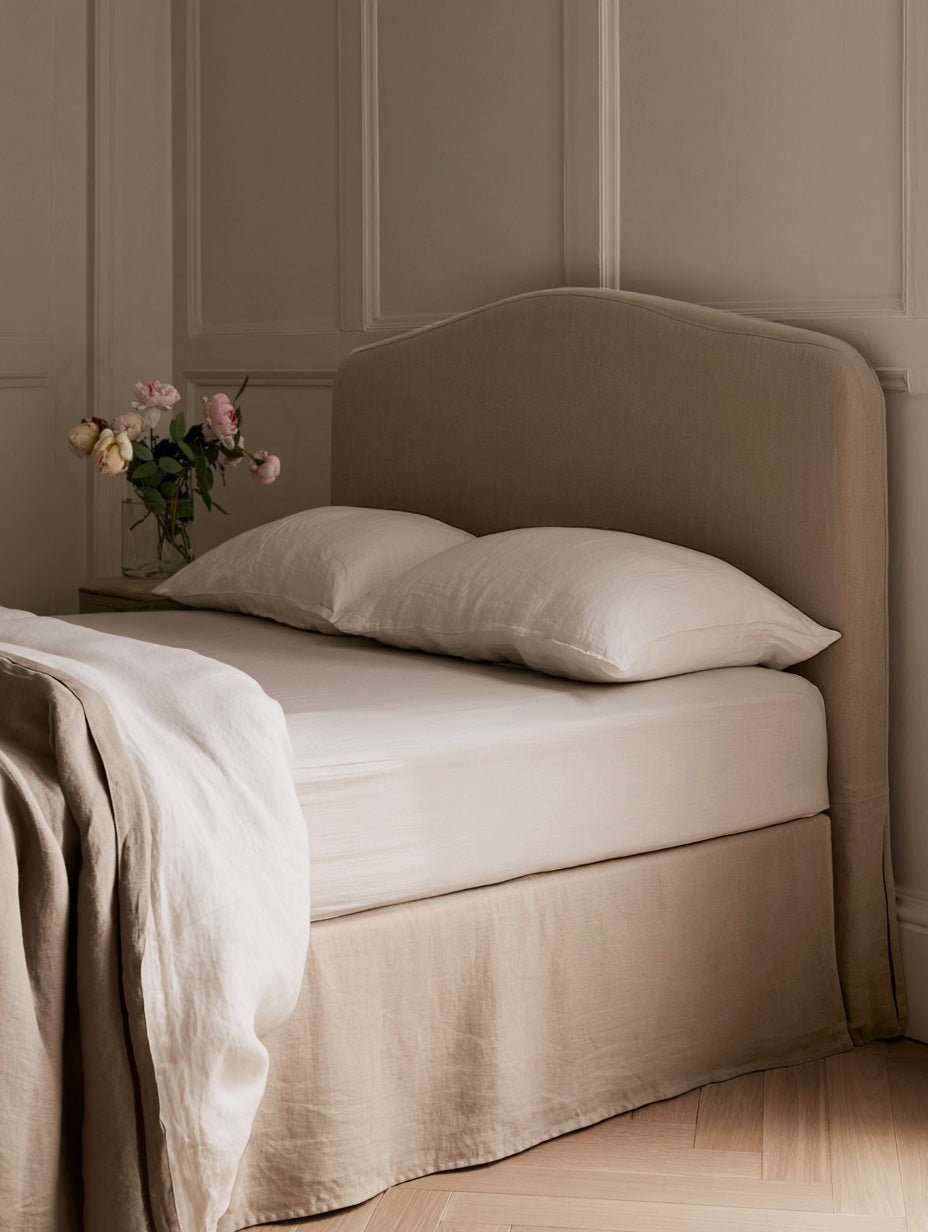 Oatmeal Linen Bed Valance - Classic Bedroom Shot 