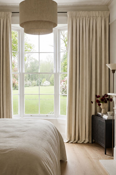 Oatmeal Natural Linen Curtains Bedroom with Blackout Hero Image