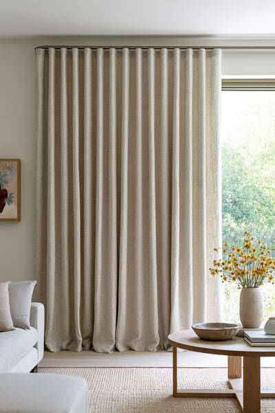 Extra Wide Linen Curtains Lined Natural Oatmeal Colour Lined for Living Room