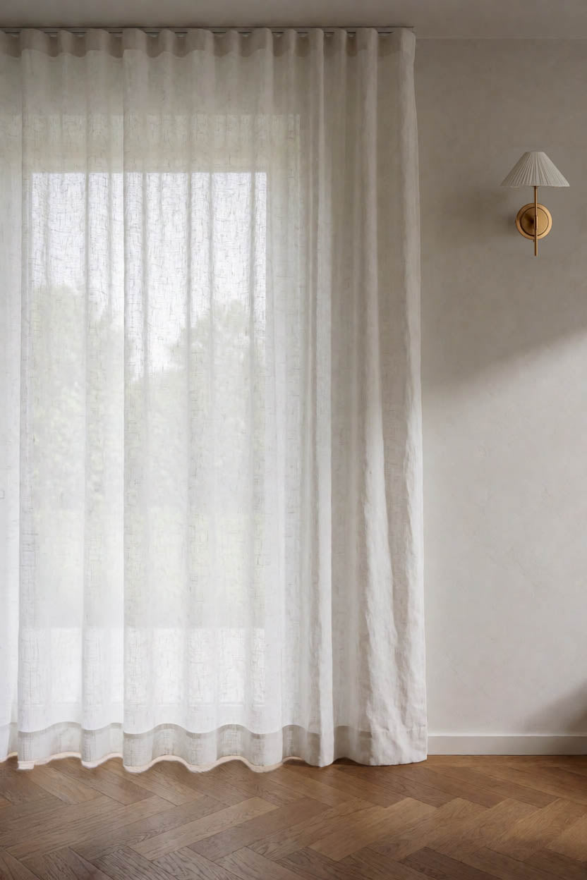Extra Wide Sheer Linen Curtains in Voile Fabric