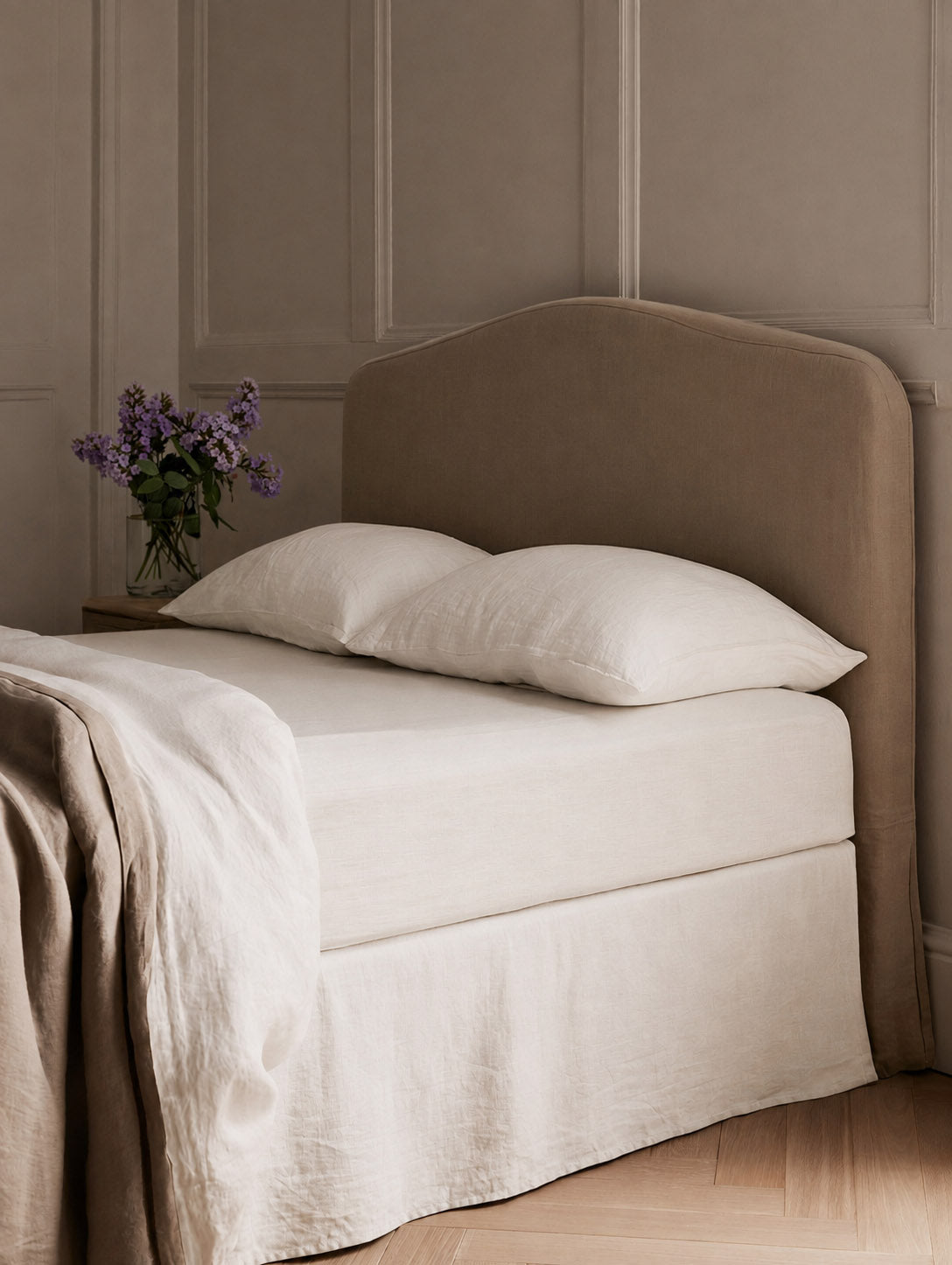 White Linen Bed Valance - Hero Image Shot Bedroom UK style