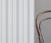 Brea Agate Blue-WHT - White fabric with Striped Blue print