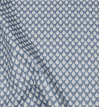 Kira Agate Blue- Curtain fabric with Blue botanical print