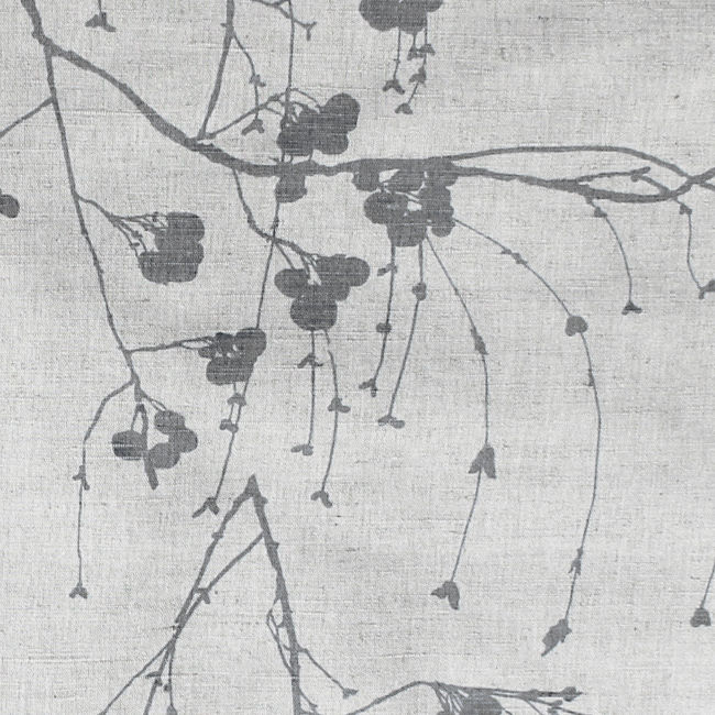 Berry Ash - Botanical Grey print on Linen Cotton fabric