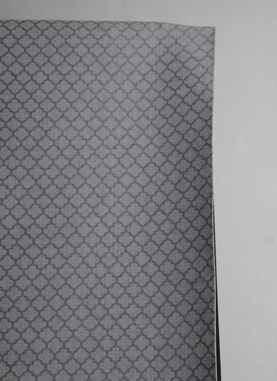 Jonna Ash - Curtain fabric, grey moroccan clover pattern