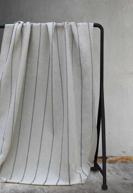 Ronja Ash - Curtain fabric with Grey stripes