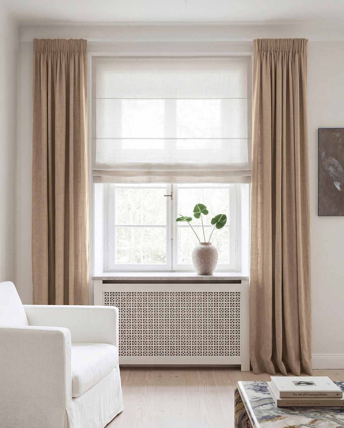 Beige Brown Linen curtains blackout lined - pre-washed linen. Bianco Tawny by Ada & Ina.