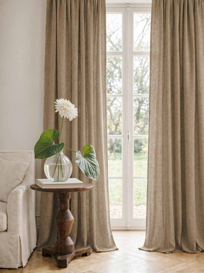 Beige Brown Linen Curtains - Cotton lined. Made of pre-washed 100% linen Bianco Tawny by Ada & Ina.