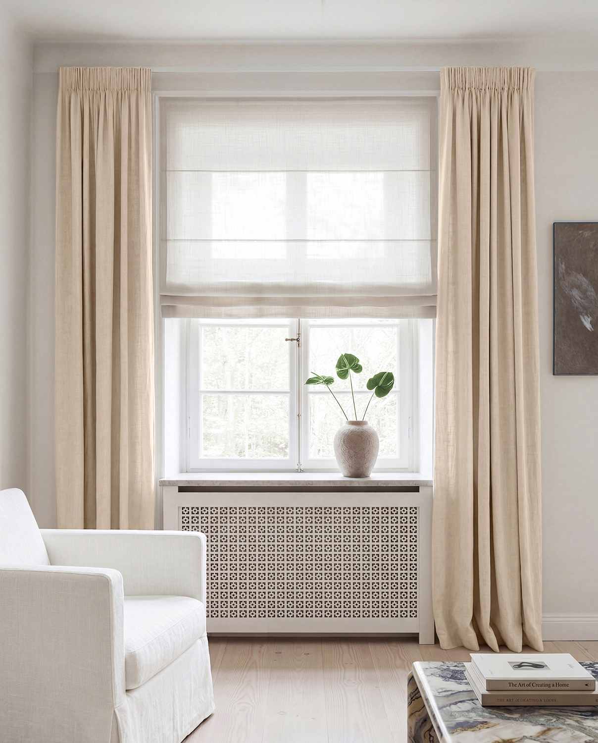 Beige Linen curtains blackout lined - pre-washed linen. Bianco Dusk Beige by Ada & Ina.