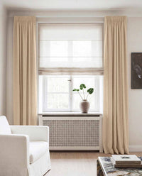 Beige Linen curtains blackout lined - pre-washed linen. Bianco Wheat by Ada & Ina.