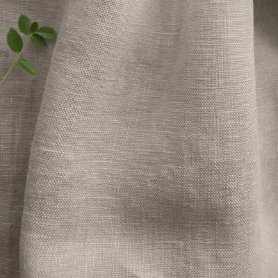 Beige 100% Linen Fabric - close-up. Bea Light Oatmeal by Ada & Ina Fabrics