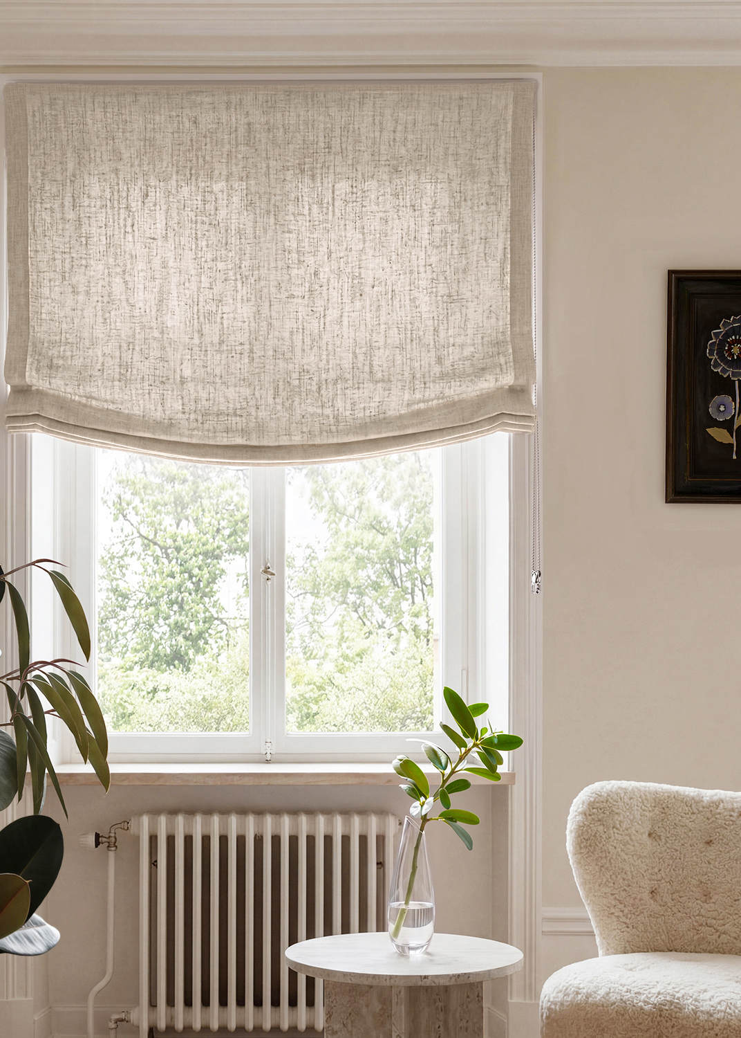 Beige 100% Linen Relaxed blind. Bea Light Oatmeal by Ada & Ina