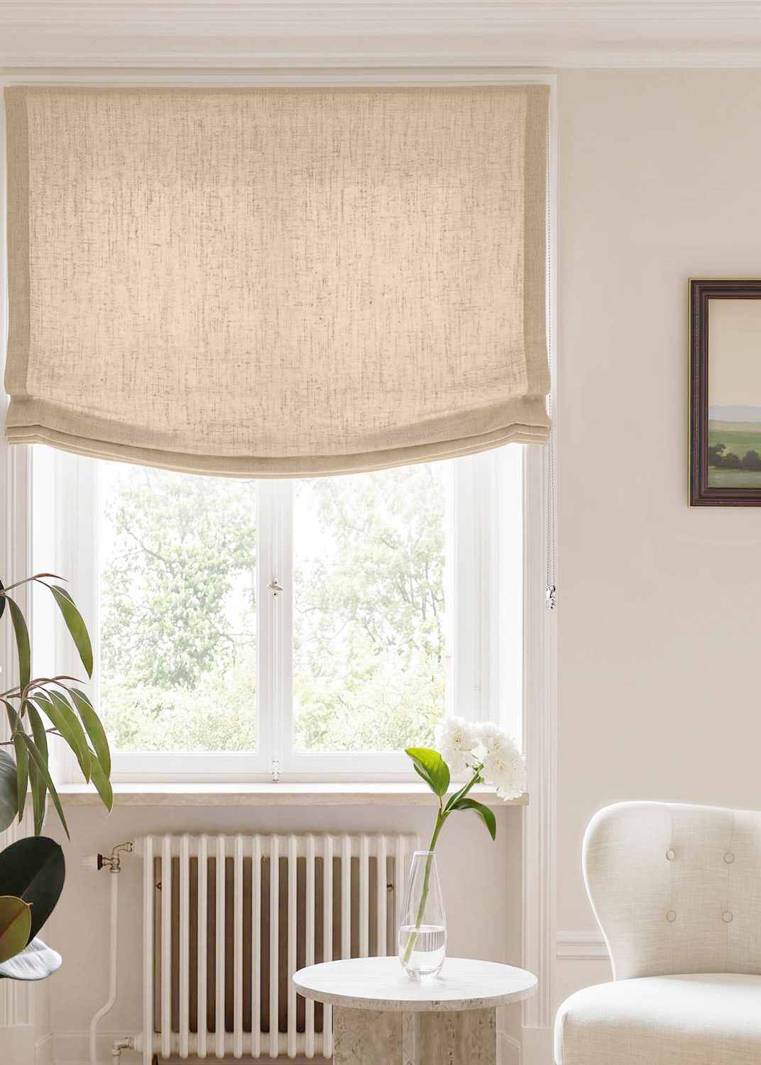 Beige Relaxed linen blind - pre-washed. Bianco Wheat by Ada & Ina.