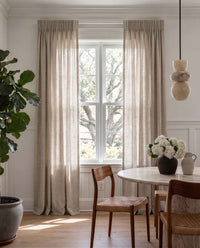 Beige 100% Linen Unlined curtains - Pencil pleat heading. Bea Light Oatmeal by Ada & Ina