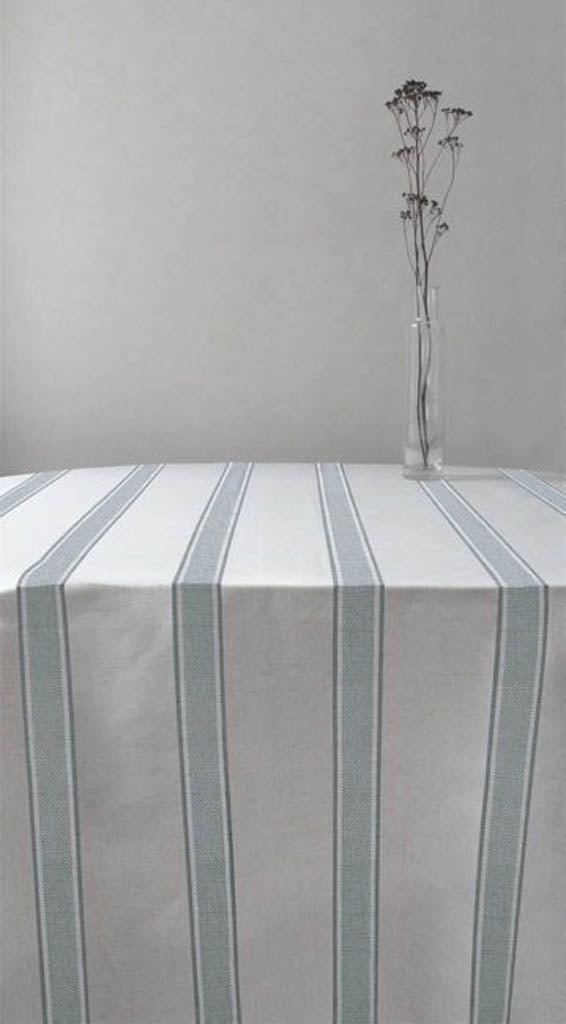 Bella Jade Mist - Curtain fabric with Green-Blue stripes