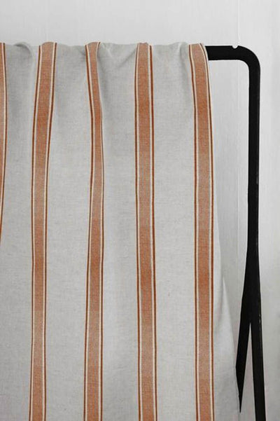 Bella Terracotta - Curtain fabric with Orange stripes