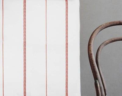Berit Crimson Red - curtain fabric with Red striped print