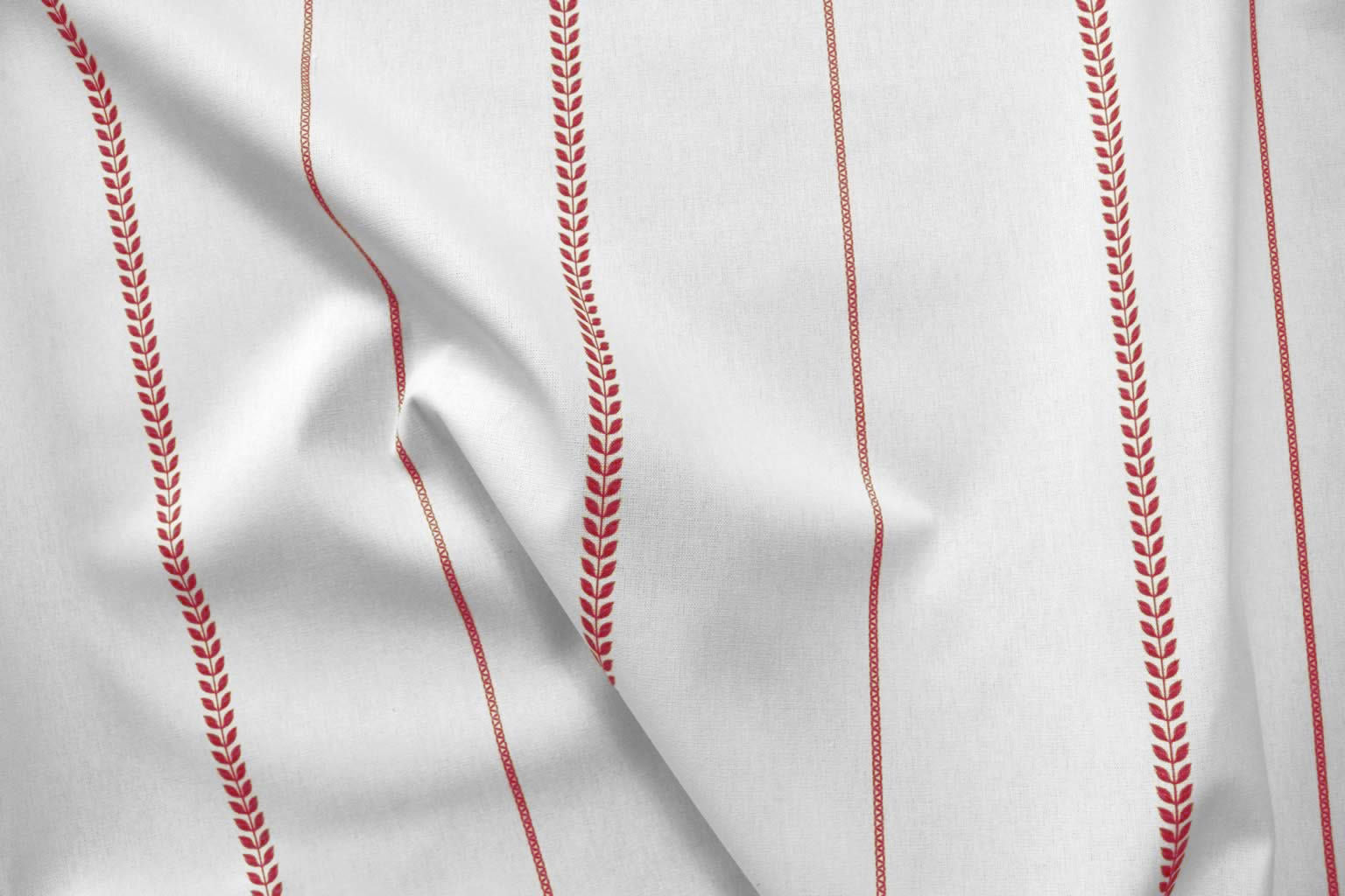 Berit Crimson Red - curtain fabric with Red striped print