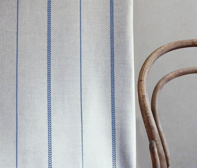 Berit-NAT Night Blue - curtain fabric with Blue striped print