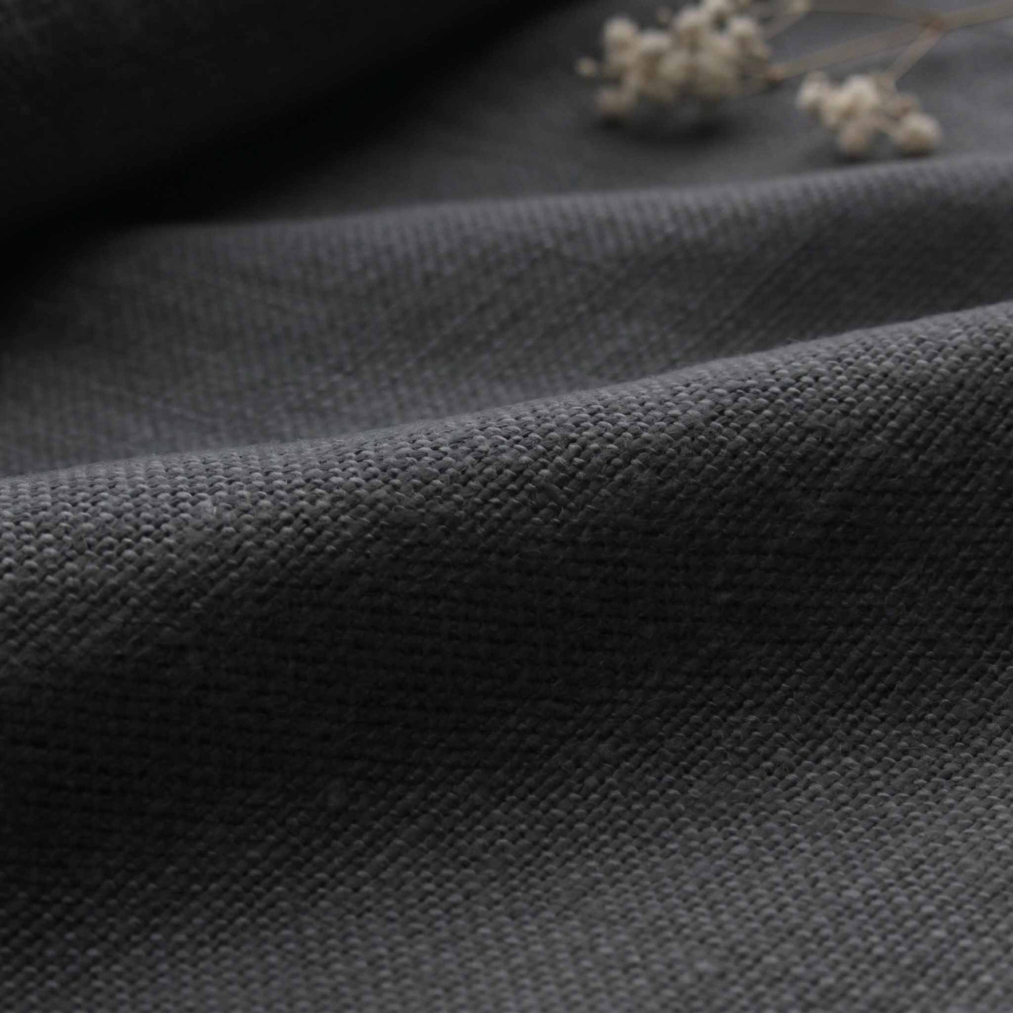 Black Heavy Linen - curtain fabric and upholstery fabric 100% linen. Greta Noir.