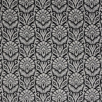 Krista Noir - Curtain fabric with an abstract Black floral pattern