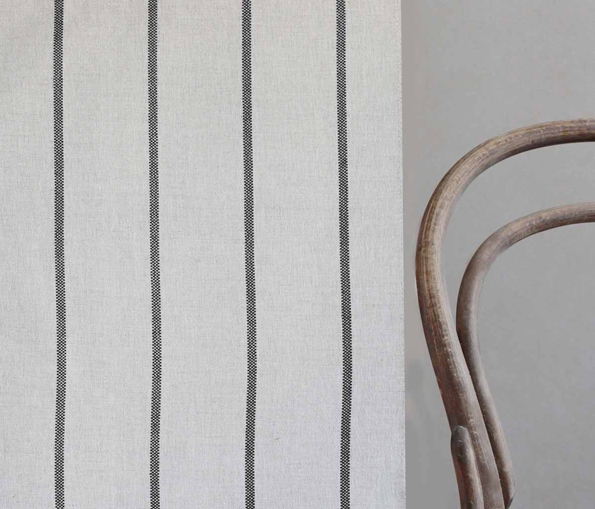 Ronja Black - Curtain fabric with Black stripes