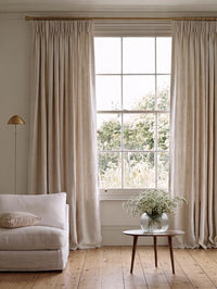 Bea Light Oatmeal Made to Measure Linen Curtains - Natural Oatmeal Colour Double Pleat
