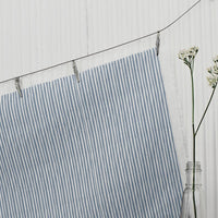 Maisa Blue Grey - Linen curtain fabric, Blue stripes