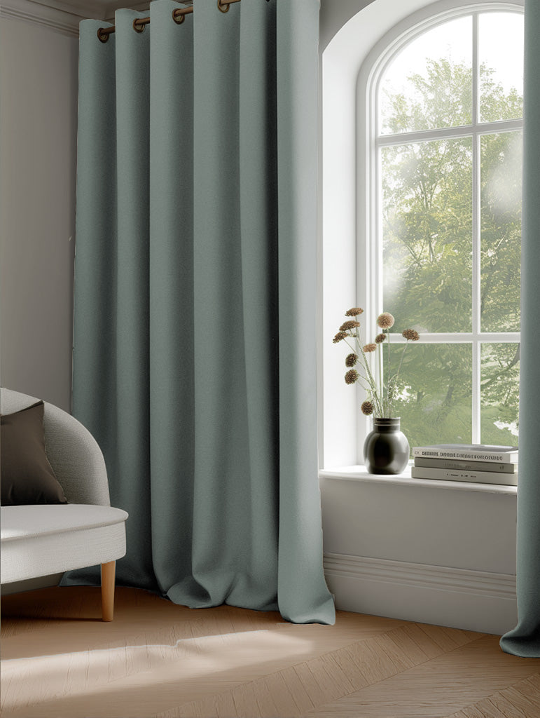 Dinah Blue Haze - Subtle Warm Blue Linen Curtains