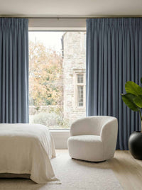 Blue Bedroom Linen curtains Blackout lined - made of 100% pre-washed linen fabric Bianco Blue Grey by Ada & Ina.