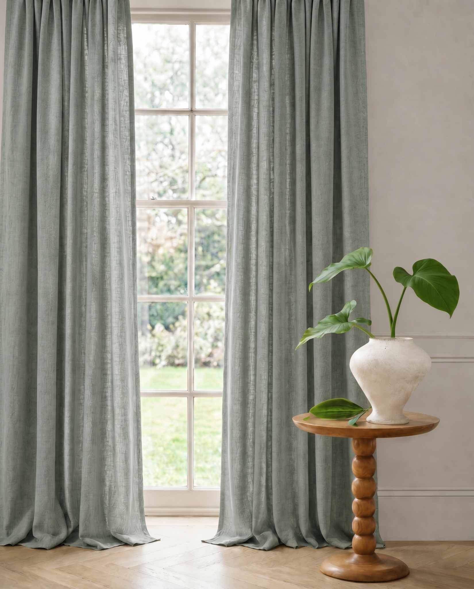 Blue Linen Curtains with cotton lining. Made of soft Linen Cotton. Enni Dusty Aqua by Ada & Ina