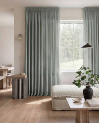 Blue Pleated linen curtains. Made of soft Linen Cotton fabric Enni Dusty Aqua by Ada & Ina