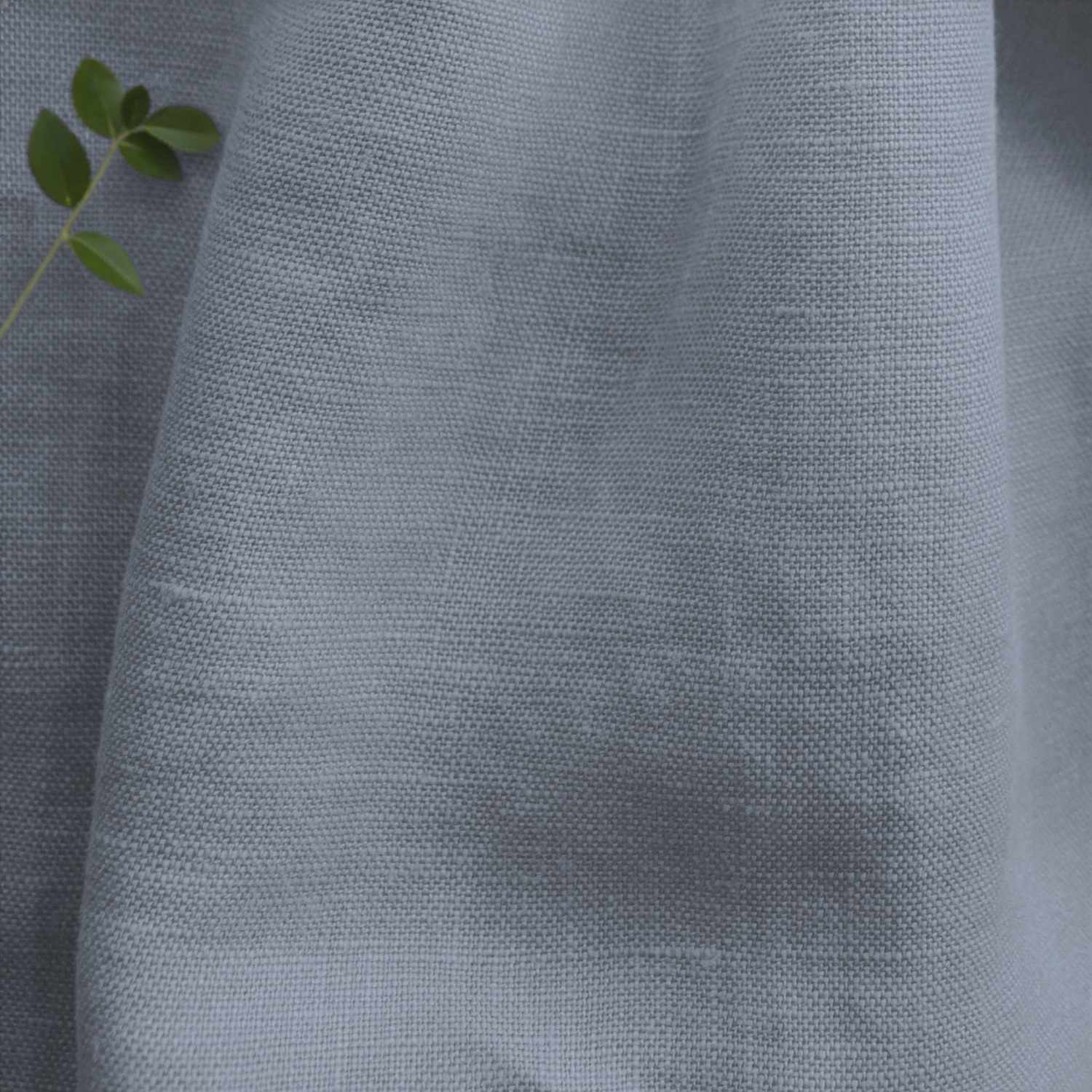 Blue Linen Fabric - close-up. 100% Linen. Bea Beau Blue by Ada & Ina