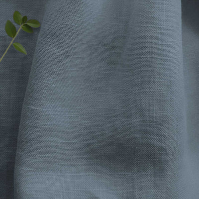 Blue Linen Fabric - close-up. 100% Linen. Bea Blue Haze by Ada & Ina